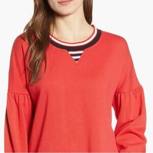 REBECCA MINKOFF Stripe Sweatshirt In Red Size Small